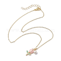 Colliers en alliage émaillé avec pendentifs en forme de tulipe et de perles rondes&nbsp;NJEW-JN04786
