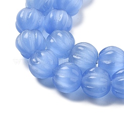 キャッツアイビーズ  カボチャのビーズ  コーンフラワーブルー  9x8~8.5mm  穴：0.8mm  約39個/連  12.20''（31センチメートル）&nbsp;G-V002-B01-07
