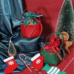 4 стиль рождественская сумка-ведро из искусственной кожи для конфет ABAG-CA0001-17