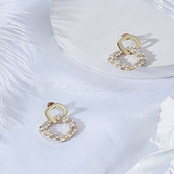 1 пара сережек-гвоздиков из сплава с микропаве из прозрачного кубического циркония в форме ромба&nbsp;EJEW-LP0008-022