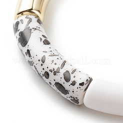 Bracciale elasticizzato con perline in tubo curvo acrilico per donna&nbsp;BJEW-JB08437-01