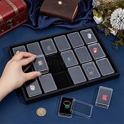 18 шт. прямоугольные пластиковые футляры для бриллиантов с губкой внутри и черными поддонами из искусственной кожи&nbsp;CON-WH0001-51A