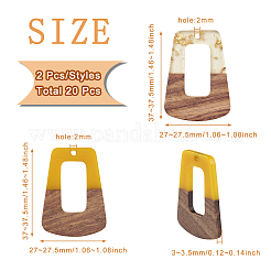 20шт 10 цвета подвески из смолы и ореха RESI-BT0001-15