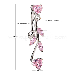 Кольца для пупка из латуни с цирконием AJEW-EE0001-03B
