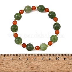 Braccialetti elasticizzati rotondi con perline di giada malese naturale tinta&nbsp;BJEW-TA00761
