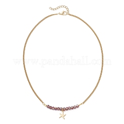 Подвеска из гальванического стекла с гранеными бусинами-рондель из сплава нержавеющей стали 304&nbsp;NJEW-JN05764-04