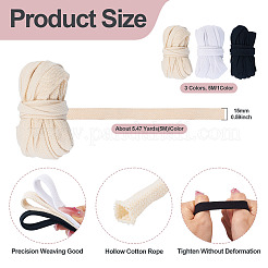 15м 3-х цветный плоский хлопковый полый шнур OCOR-TA0002-91