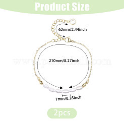 2 шт. пластиковые браслеты на ногу с бусинами из риса и имитацией жемчуга&nbsp;AJEW-CA0004-76G