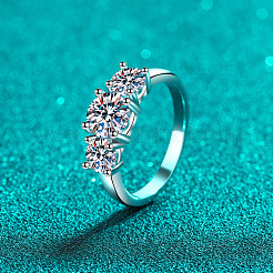 Anelli da dito in argento sterling rodiato con pavé di moissanite da 925 mm&nbsp;WG3C802-04