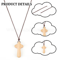 Украшения из подвесок в виде деревянного креста WOOD-WH0034-55B