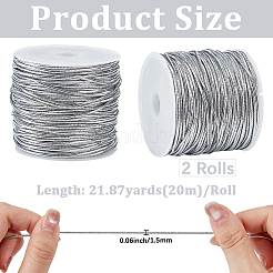 2 Rolle elastische Rundschnur aus Polyester mit Metall&nbsp;OCOR-CY0003-50B