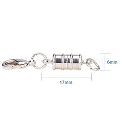 コラム真鍮製マグネットクラスプコンバーター  カニカン付き  プラチナ  17x6mm&nbsp;KK-PH0013-03P
