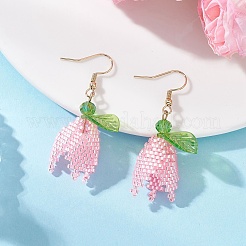 Болтающийся серьги стекло цветок&nbsp;EJEW-MZ00630