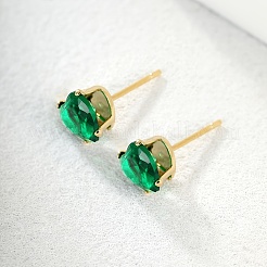 Милые серьги-гвоздики из нержавеющей стали 201 с кубическим цирконием в форме сердца&nbsp;AW0516