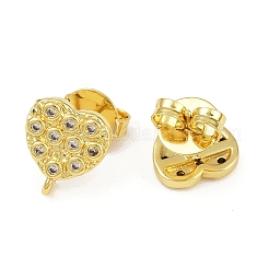 Латунные микро-паве прозрачные серьги-гвоздики из циркония KK-S530-01G-G