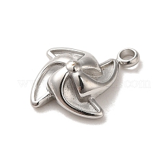 変色しない304ステンレススチールチャーム  風車チャーム  ステンレス鋼色  13x10x4mm  穴：1.4mm&nbsp;STAS-L022-268P