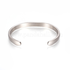 変色しにくい304ステンレススチール製カフバングル  ステンレス鋼色  2-1/4x1-5/8インチ（5.7x4cm）  4mm&nbsp;STAS-I110-10-4mm-P