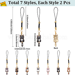 14 шт. 7 стильных эмалевых мобильных ремешков из сплава Cat&nbsp;HJEW-SC00130