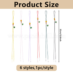 6шт. 6-цветный ремешок для мобильного телефона со стеклянными бусинами&nbsp;AJEW-DC0003-28