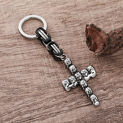 Portachiavi a croce a forma di teschio in acciaio inossidabile 304&nbsp;LS-HC7516
