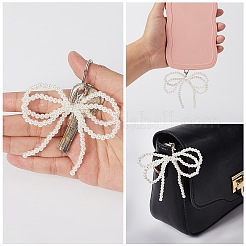 Пластиковые подвески-бантики для обуви с имитацией жемчуга&nbsp;DIY-WH20002-152A