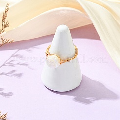 Fingerringe aus natürlichem Trochiden-/Trochus-Muschelgewebe mit Kupferdraht für Damen&nbsp;RJEW-JR01054