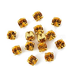 プレシオサ® マキシマ クリスタル 縫い付けカップ  チェコクリスタル  真鍮製爪付き台座付き  719 35 012 チャトン（丸）  ゴールドカラー  トパーズ 10070 個  ss12（3~3.2mm）&nbsp;Y-PRC-SS12-10070-G