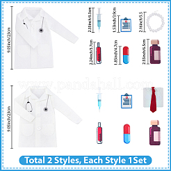 2セット2スタイルのフェルトワインボトルカバーバッグデコレーションと金具  男性用医師の服  ホワイト  230x355x2mm&nbsp;AJEW-CP0011-83