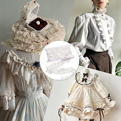 3 ярд хлопковой ленты с вышивкой цветов в складку OCOR-MA0001-14B