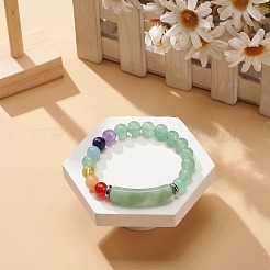 Bracelet stretch perlé rectangle d'aventurine verte naturelle et pierres mélangées&nbsp;BJEW-JB08981-01
