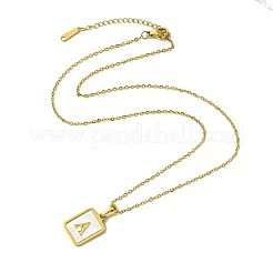Collana pendente in acciaio inossidabile 304 con placcatura ionica (ip) rettangolare con lettera iniziale&nbsp;NJEW-R265-04G-A