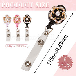 6 Stück 3 Stile Blumenlegierung Emaille Abzeichen Rollen&nbsp;HJEW-TAC0157