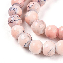 Chapelet de perles en verre baking paint&nbsp;DGLA-N003-6mm-C02