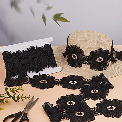 4 ярд цветочной полиэфирной кружевной ленты с вышивкой OCOR-MA0001-41B