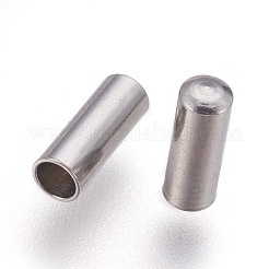 変色防止201ステンレススチールコードエンドキャップ  ステンレス鋼色  7.5x2.5mm  穴：2mm&nbsp;STAS-P207-05P-B