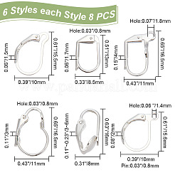 48шт 6 стиля латунные серьги с рычагом KK-AR0003-59S
