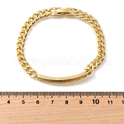 Браслеты из латунных прямоугольных звеньев с микропаве из прозрачного кубического циркония BJEW-F498-01B-G