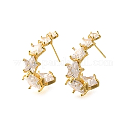 Серьги-гвоздики из латуни с микропаве и прозрачным кубическим цирконием&nbsp;EJEW-R018-02G
