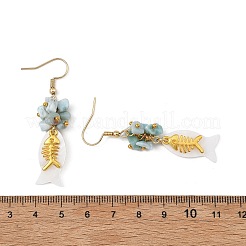 Ohrringe aus natürlichen Fischschalen und Larimar-Spänen&nbsp;EJEW-JE07166