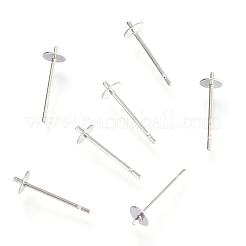 変色しない304ステンレススチールスタッドピアス金具  片穴パーツ用  ステンレス鋼色  13.8x4mm  ピン：0.6mm&nbsp;STAS-H143-15A-P