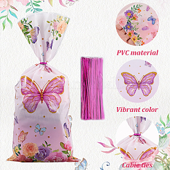 100 pz sacchetti per imballaggio di caramelle in cellophane opp stampati a farfalla&nbsp;ABAG-WH20005-39