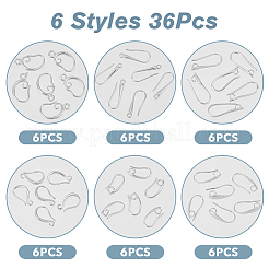 36 шт. 6 латунных крючка для сережек&nbsp;KK-FH0006-37