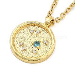 Ciondoli rotondi piatti con costellazione di zirconi cubici in acciaio inossidabile 304&nbsp;LS-STAS-S145-01A