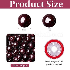 100шт круглые бусины из натурального граната с прочной эластичной эластичной нитью G-SZ0002-34