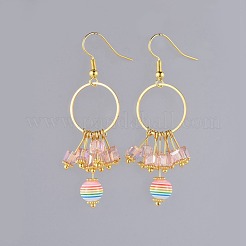 Electroplate стеклянные бусы серьги болтающиеся EJEW-JE03558-M