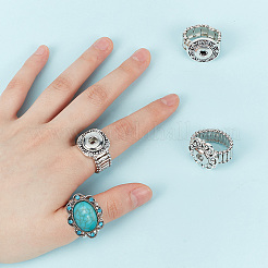 4 шт. 4 стиля стопорных колец из сплава для женщин и мужчин RJEW-DR0001-03A