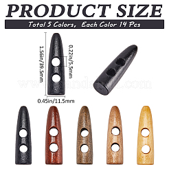 70 pz 5 bottoni colorati in legno di pero a forma di corno&nbsp;BUTT-GF0003-95