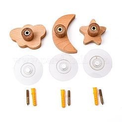 6 Satz 3 Stile Wandhaken aus Holz&nbsp;AJEW-GL0001-13