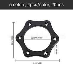 20 шт. 5-х цветное резиновое шестиугольное антипрокатывающее кольцо для ручного беспроводного микрофона AJEW-CA0003-46