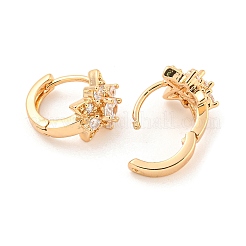 Латунные серьги-кольца из прозрачного кубического циркония EJEW-A107-02B-KCG